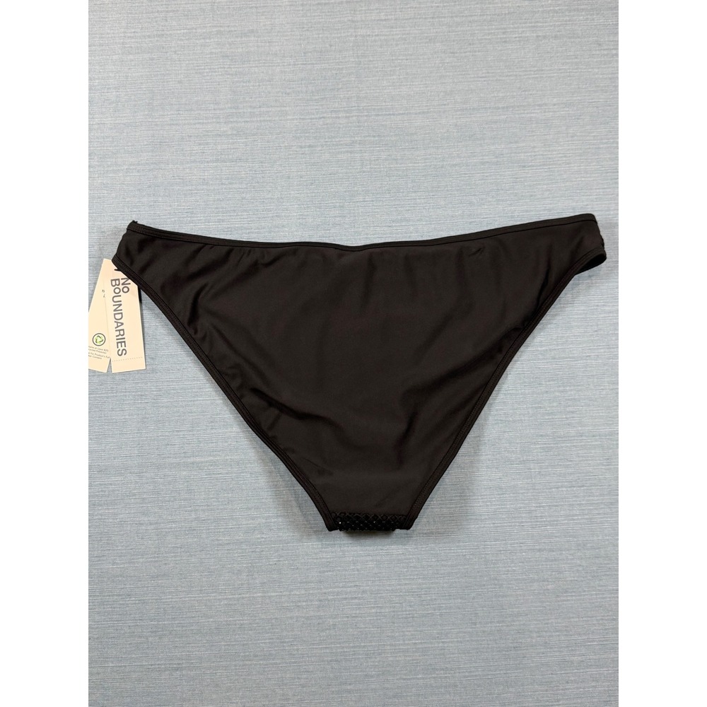 No Boundaries Womens Black Mesh High Leg Cheeky Bikini Swim Bottoms XL 16-18 NEW - Picture 2 of 6